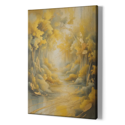 Ethereal Sunlight Yellow Abstract - Canvas Print Art Sides