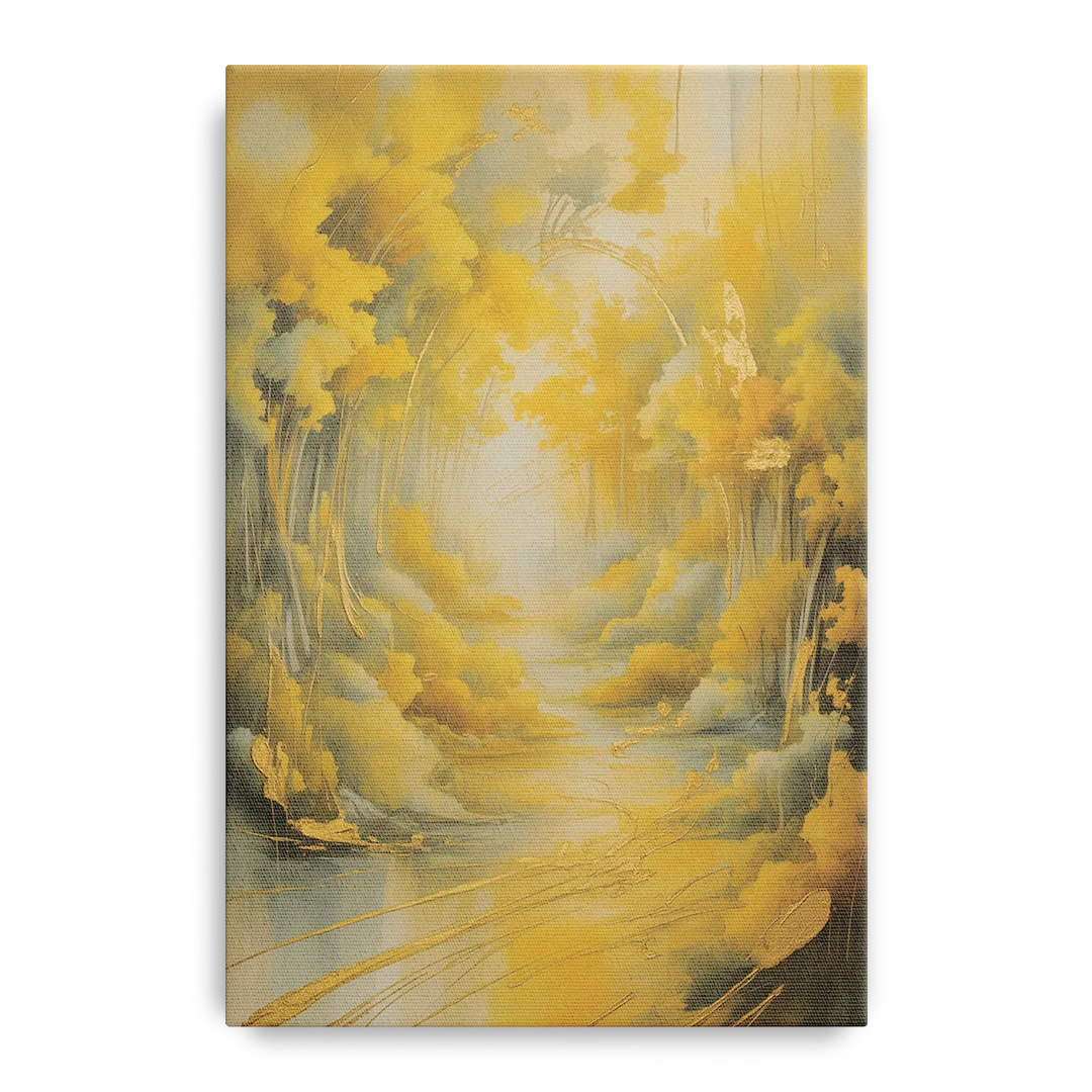 Ethereal Sunlight Yellow Abstract Front - Canvas Wall Art