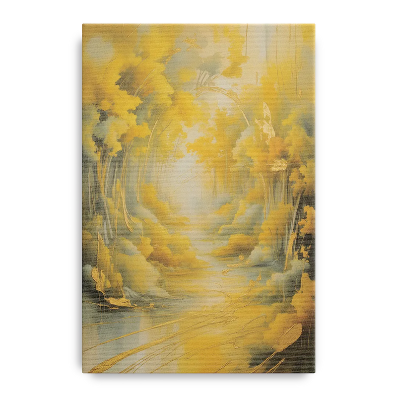 Ethereal Sunlight Yellow Abstract Front - Canvas Wall Art
