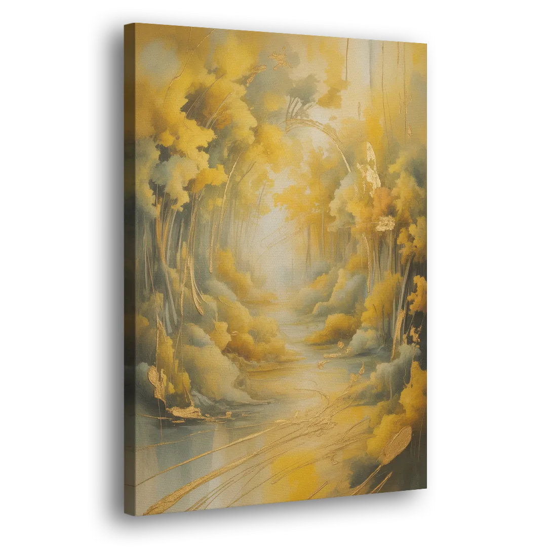 Ethereal Sunlight Yellow Abstract Side - Canvas Wall Art
