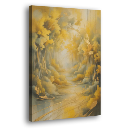 Ethereal Sunlight Yellow Abstract Side - Canvas Wall Art