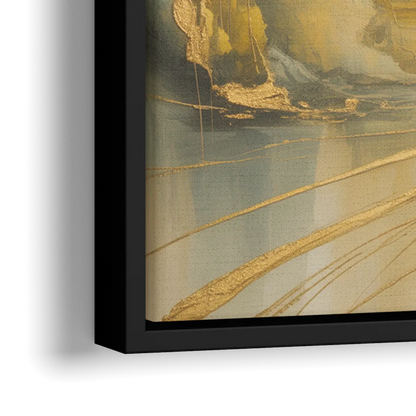 Ethereal Sunlight Yellow Abstract - Close-Up Black Frame Canvas