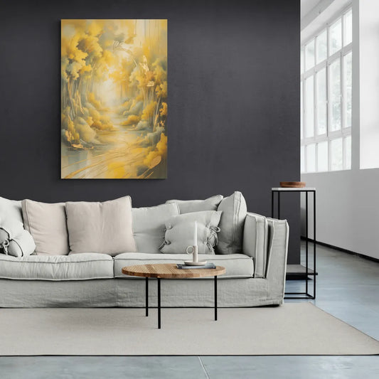 Ethereal Sunlight Yellow Abstract - Canvas Wall Art Living Room