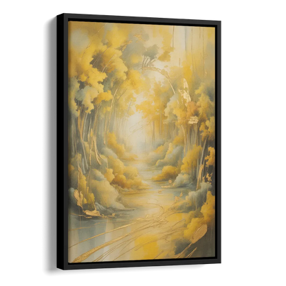 Ethereal Sunlight Yellow Abstract Side - Black Canvas Wall Art