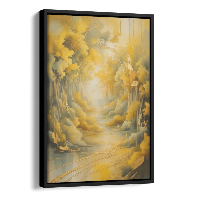 Ethereal Sunlight Yellow Abstract Side - Black Canvas Wall Art