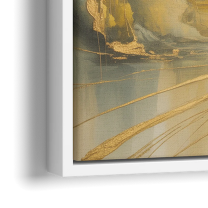 Ethereal Sunlight Yellow Abstract - Close-Up White Frame Canvas