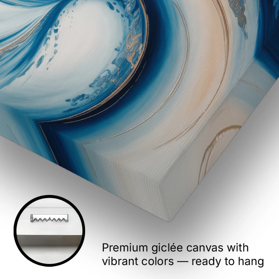 Ethereal Swirls in Blue Abstract - Canvas Wall Art - Gallery Wrap Corner