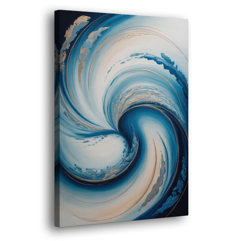 Ethereal Swirls in Blue Abstract - Canvas Wall Art - Side
