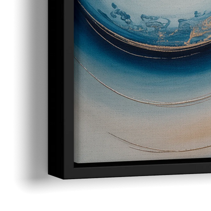 Ethereal Swirls in Blue Abstract - Close-Up Black Frame Canvas