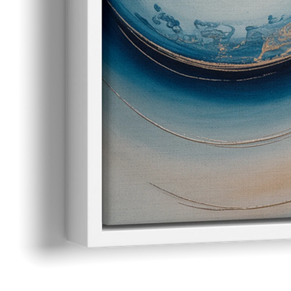 Ethereal Swirls in Blue Abstract - Close-Up White Frame Canvas