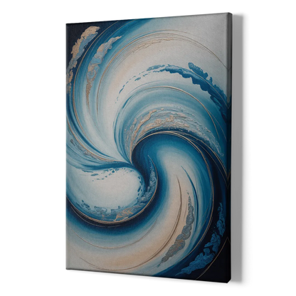 Ethereal Swirls in Blue Abstract - Canvas Print Art Sides