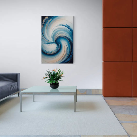 Ethereal Swirls in Blue Abstract - Canvas Wall Art Living Room