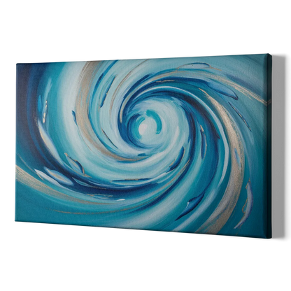 Ethereal Vortex Oceanic Blue Abstract - Canvas Print Art Sides