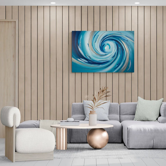 Ethereal Vortex Oceanic Blue Abstract - Canvas Wall Art Living Room
