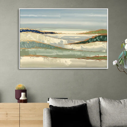 Eugene Abstract Landscape Living Room - White Canvas Wall Art