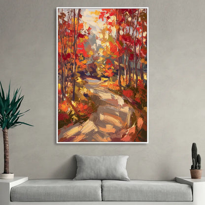 Eugene Autumn Scene Living Room - White Canvas Wall Art
