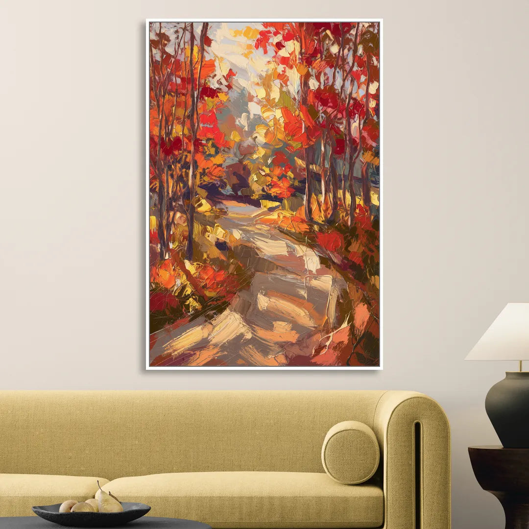Eugene Autumn Scene Sitting Room - White Canvas Wall Art