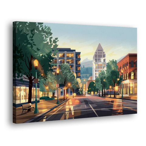 Eugene Cityscape Downtown - Canvas Wall Art - Side