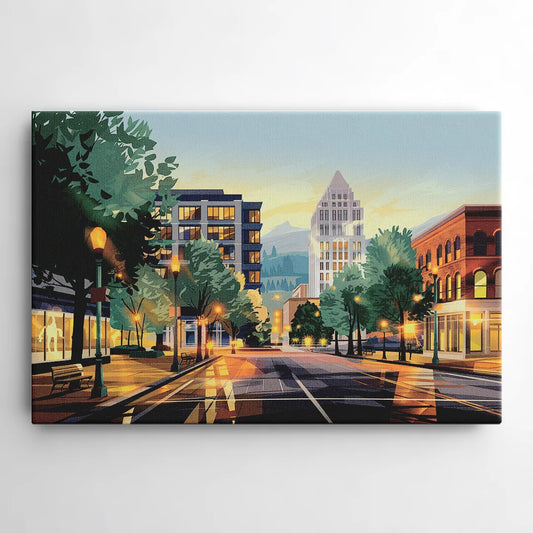 Eugene Cityscape Downtown - Canvas Wall Art