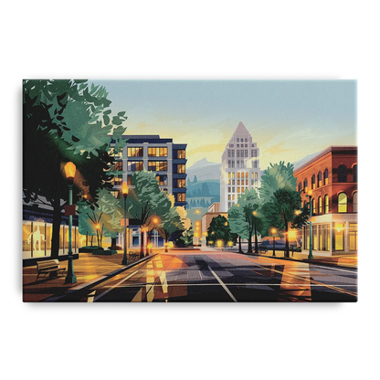 Eugene Cityscape Downtown Front - Canvas Wall Art