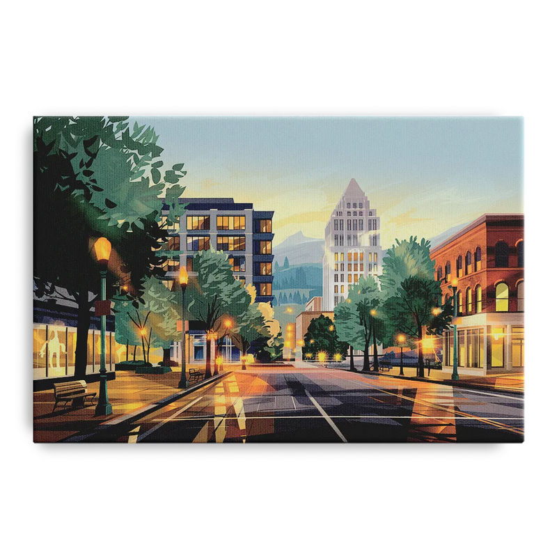 Eugene Cityscape Downtown Front - Canvas Wall Art