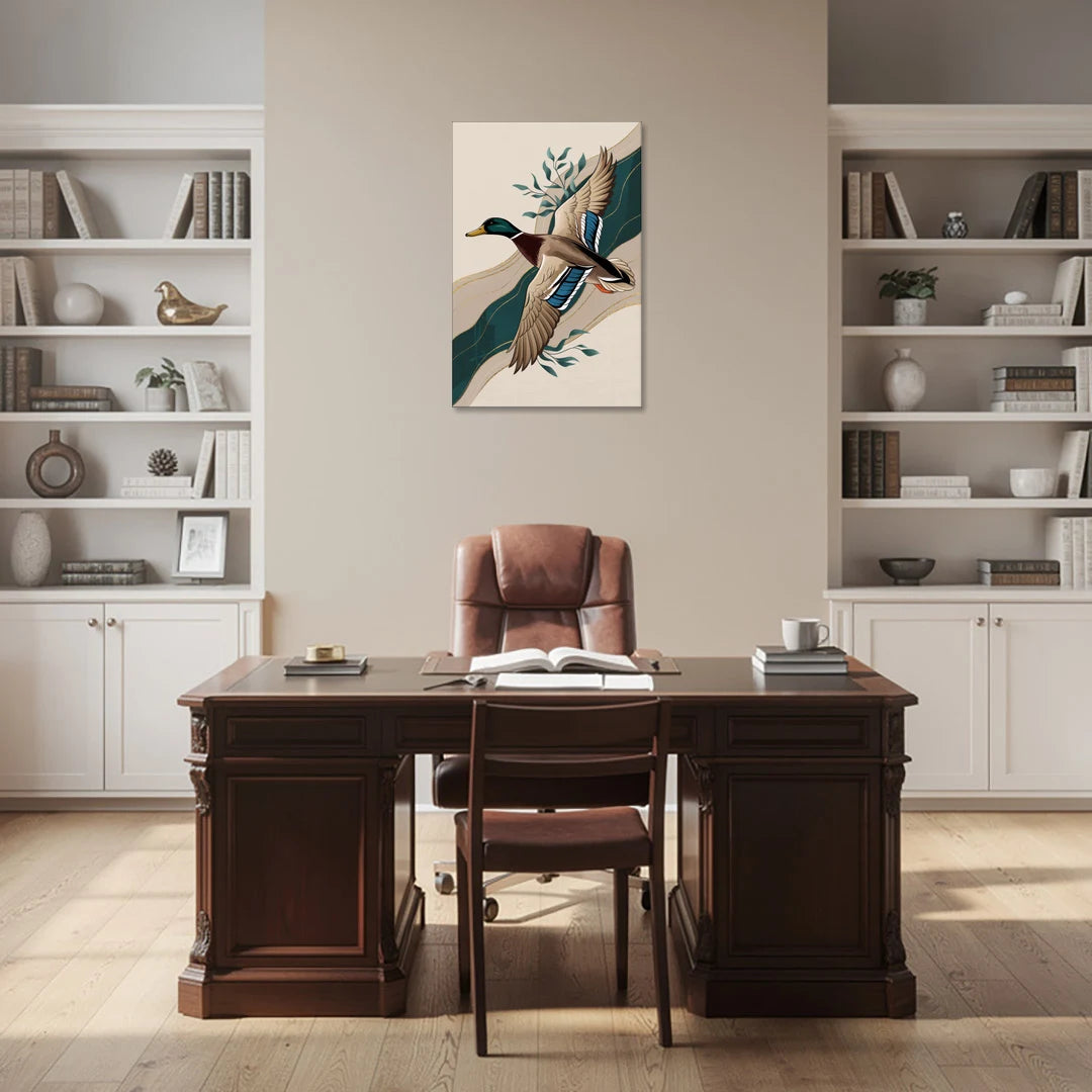 Eugene Ducks Fan Design - Canvas Wall Art - Office - 24x36