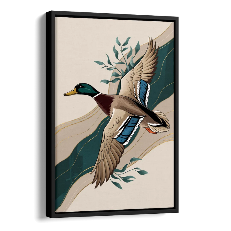 Eugene Ducks Fan Design Side - Black Canvas Wall Art
