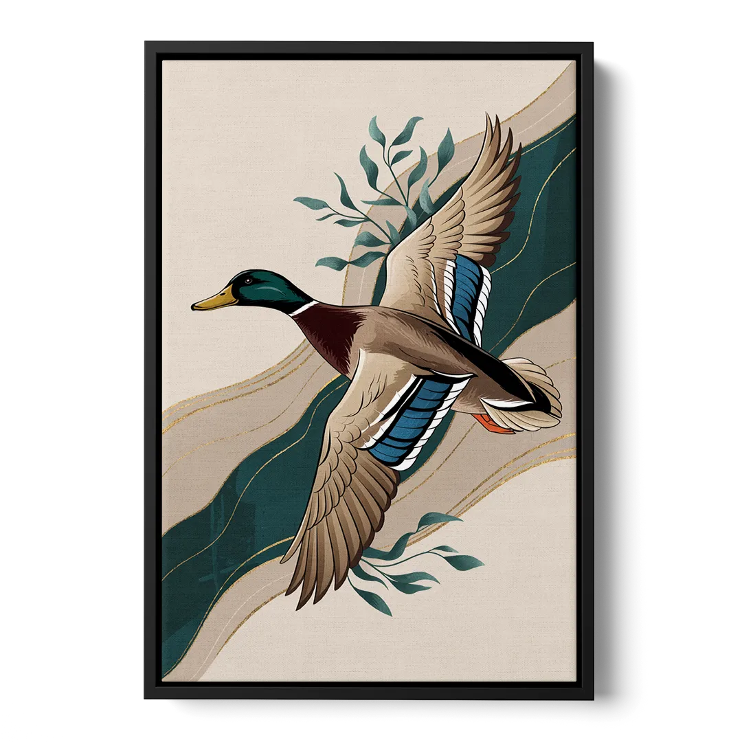 Eugene Ducks Fan Design Front - Black Canvas Wall Art