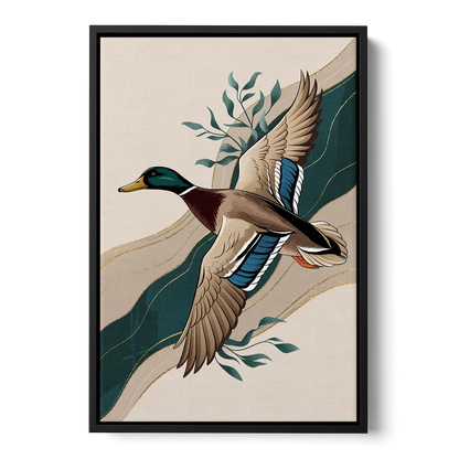 Eugene Ducks Fan Design Front - Black Canvas Wall Art
