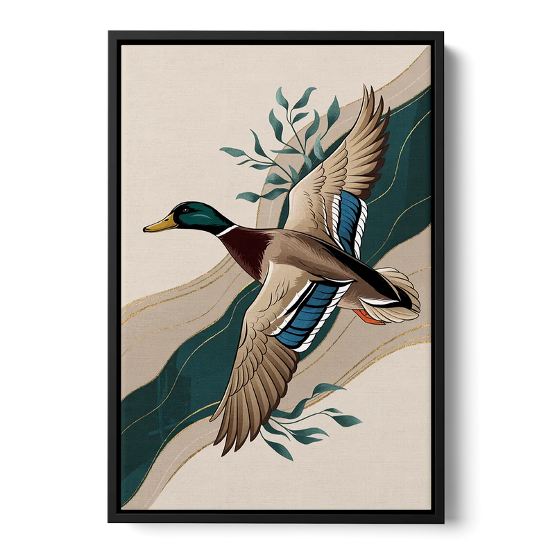 Eugene Ducks Fan Design Front - Black Canvas Wall Art