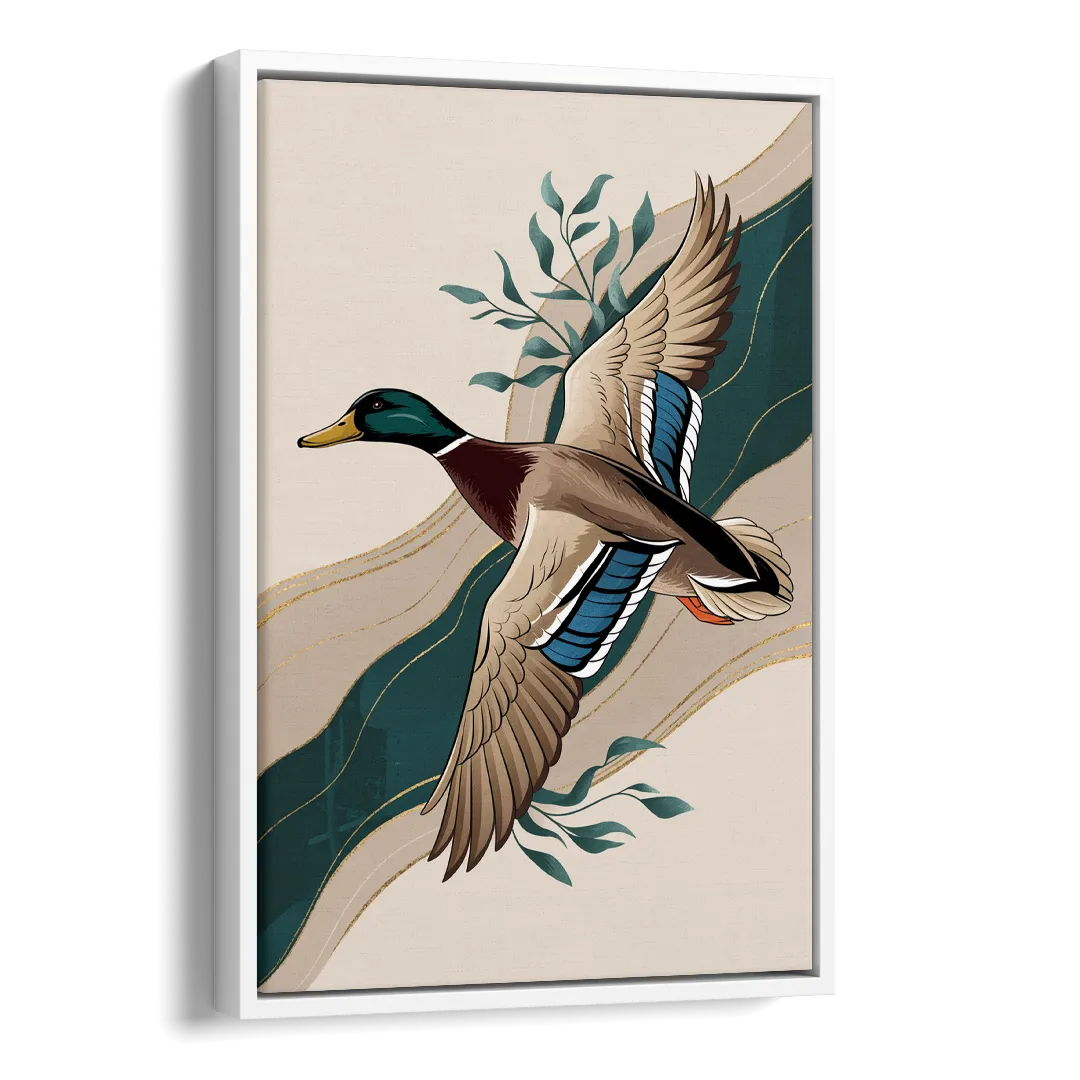 Eugene Ducks Fan Design Side - White Canvas Wall Art