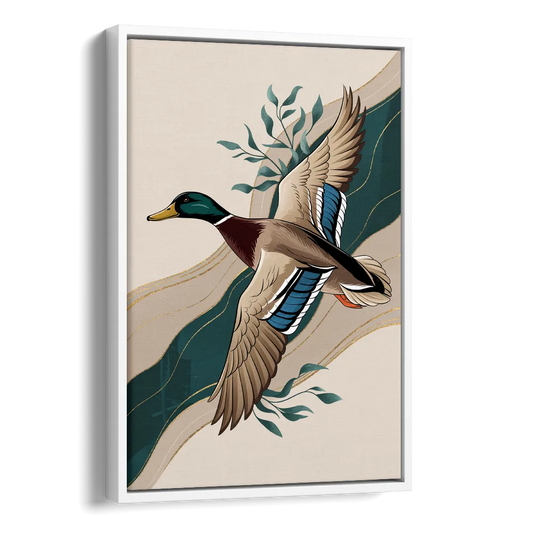 Eugene Ducks Fan Design Side - White Canvas Wall Art