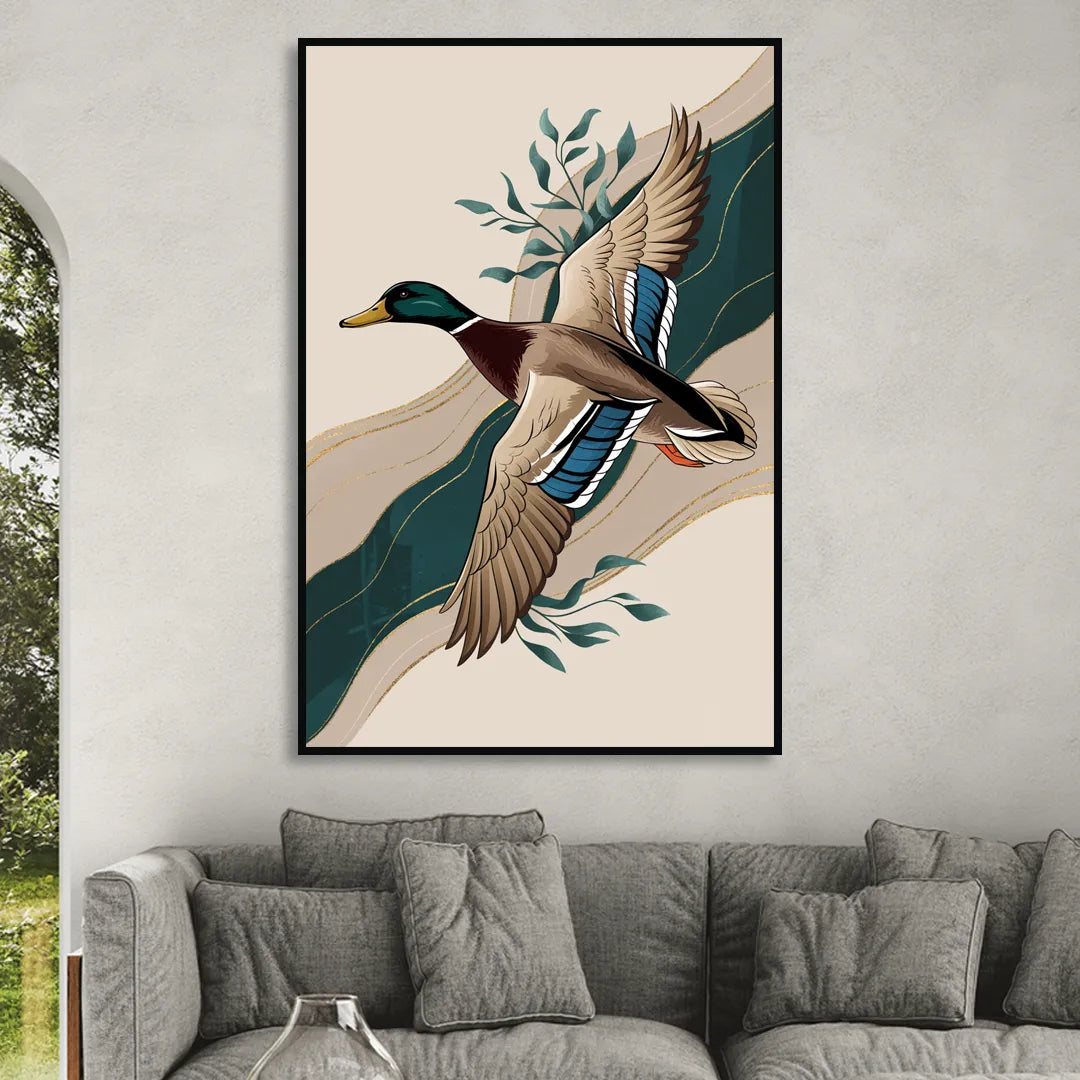 Eugene Ducks Fan Design Living Room - Black Canvas Wall Art