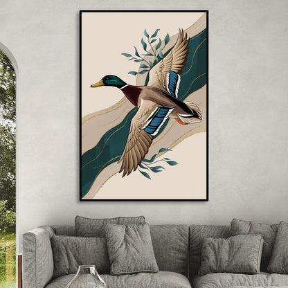 Eugene Ducks Fan Design Living Room - Black Canvas Wall Art
