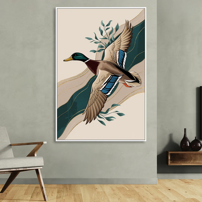 Eugene Ducks Fan Design Sitting Room - White Canvas Wall Art