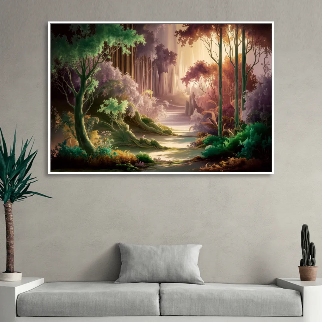 Eugene Forest Serenity Living Room - White Canvas Wall Art