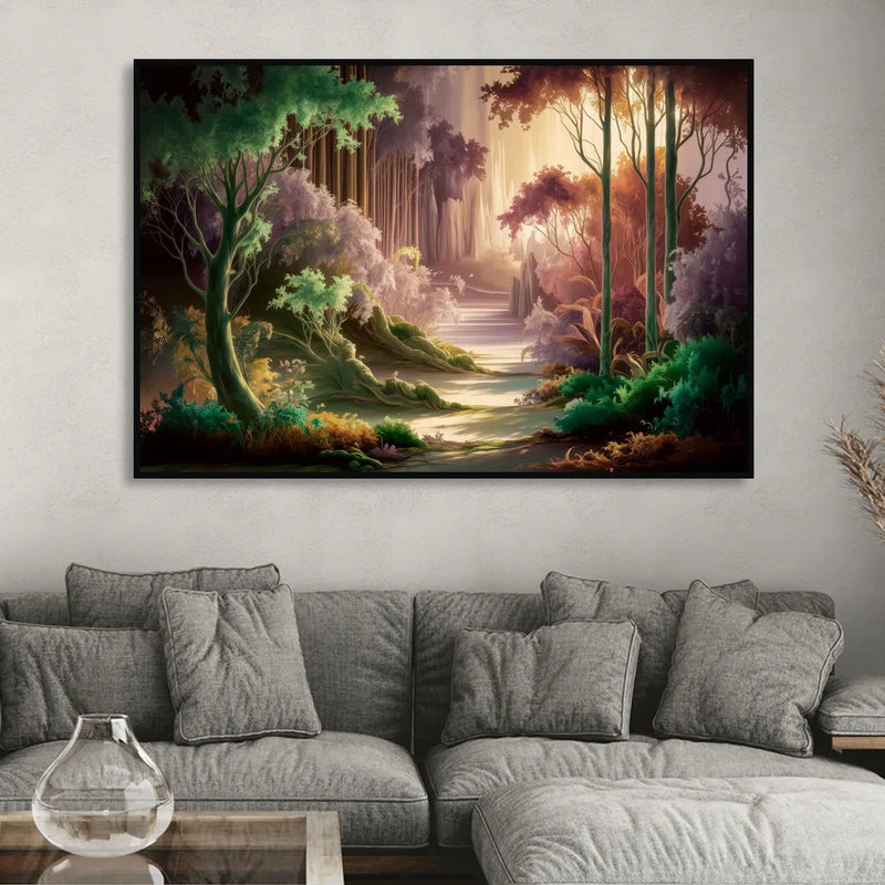 Eugene Forest Serenity Sitting Room - Black Canvas Wall Art