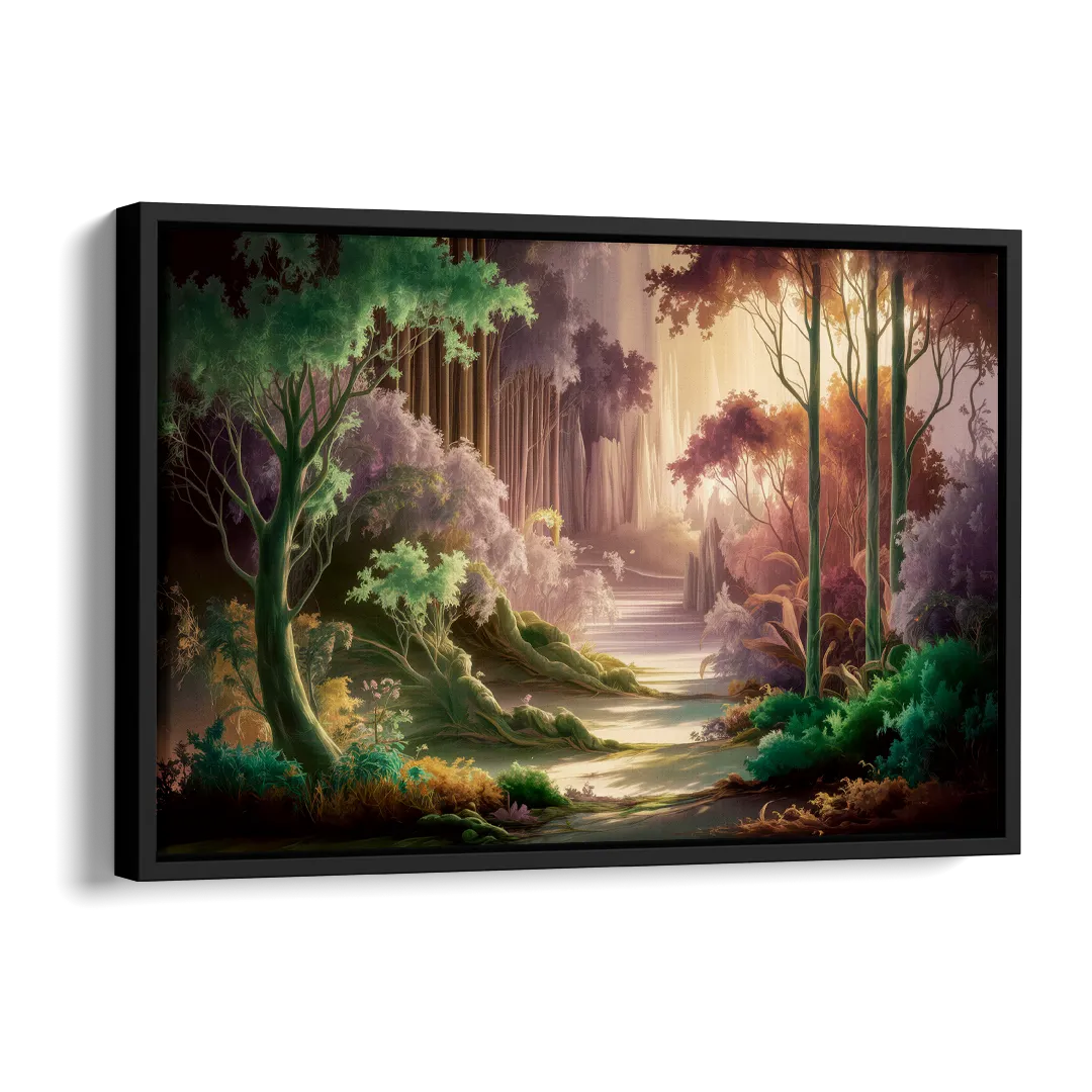 Eugene Forest Serenity Side - Black Canvas Wall Art