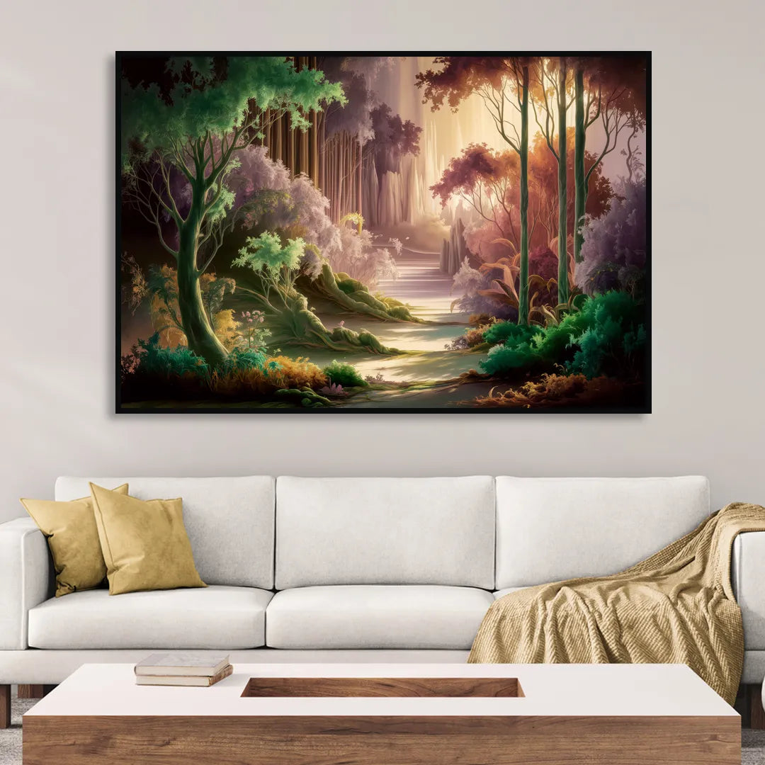 Eugene Forest Serenity Living Room - Black Canvas Wall Art