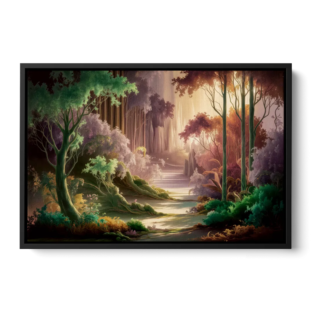 Eugene Forest Serenity Front - Black Canvas Wall Art