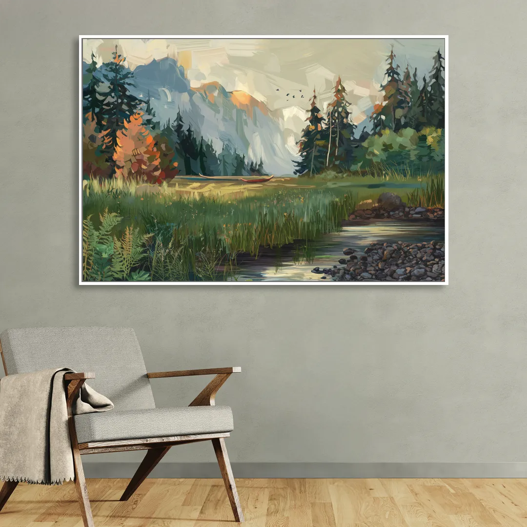 Eugene Pacific Northwest Style Sitting Room - White Canvas Wall Art