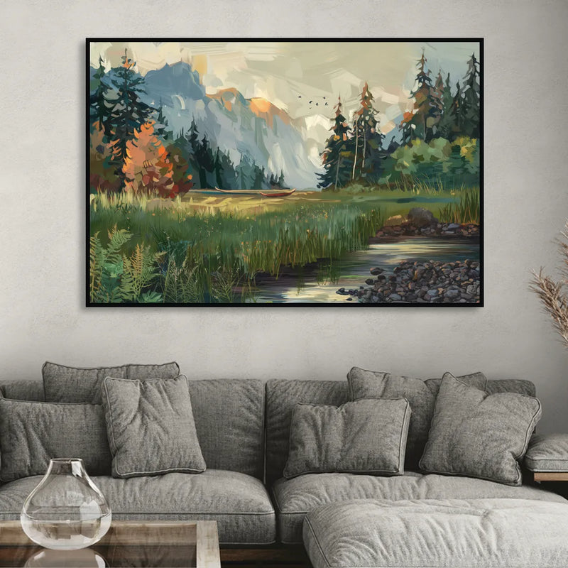 Eugene Pacific Northwest Style Living Room - Black Canvas Wall Art