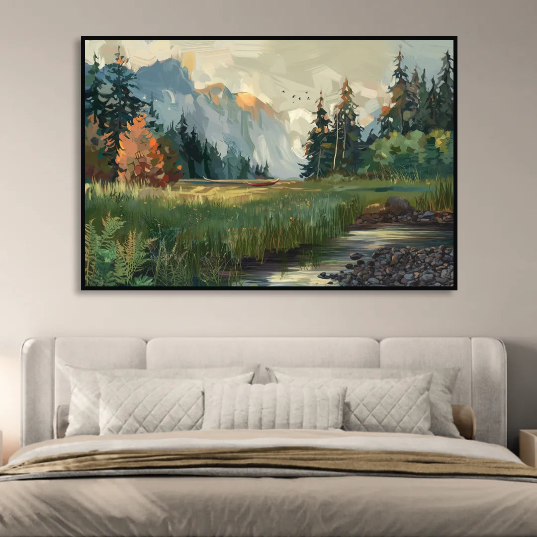 Eugene Pacific Northwest Style Sitting Room - Black Canvas Wall Art