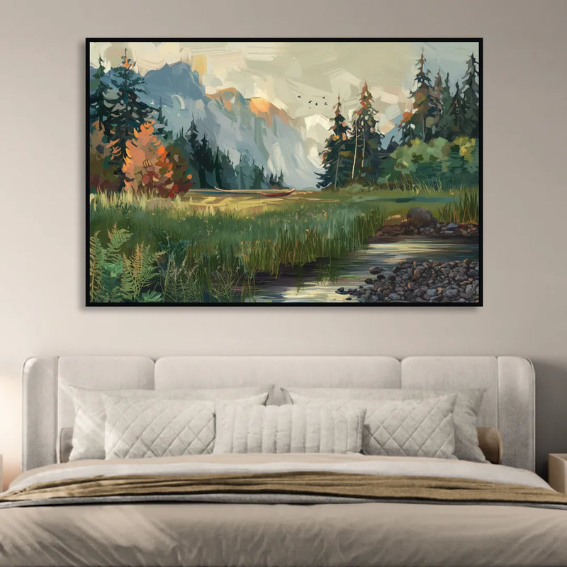 Eugene Pacific Northwest Style Sitting Room - Black Canvas Wall Art