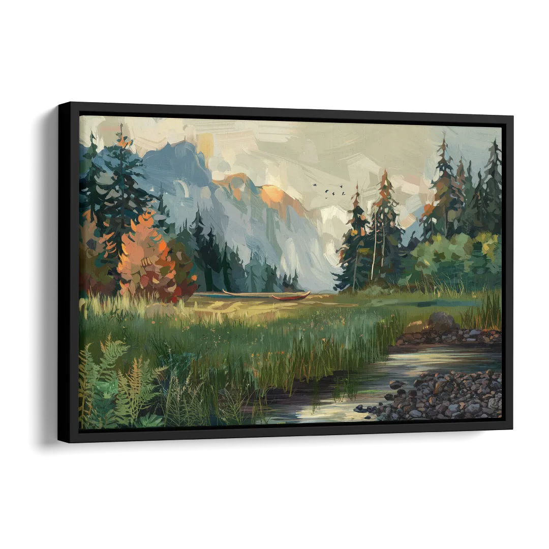 Eugene Pacific Northwest Style Side - Black Canvas Wall Art