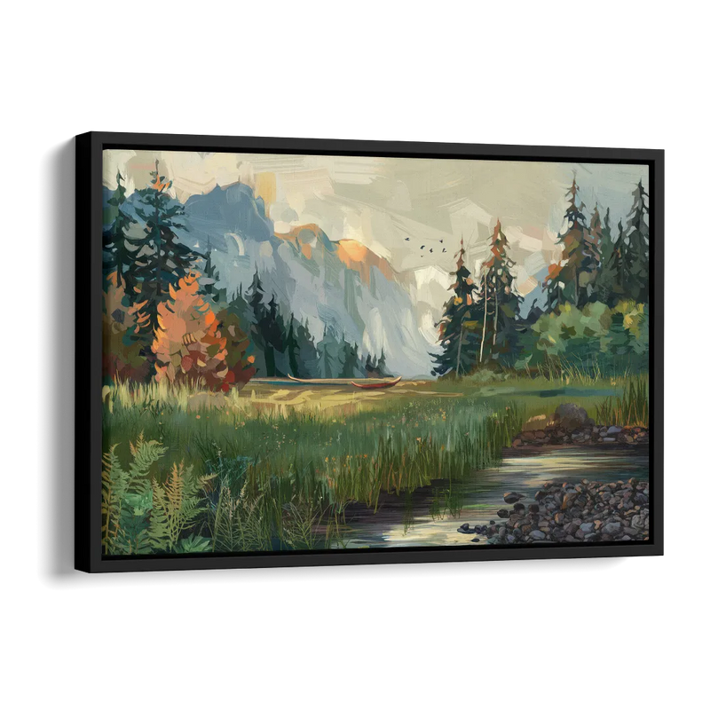 Eugene Pacific Northwest Style Side - Black Canvas Wall Art
