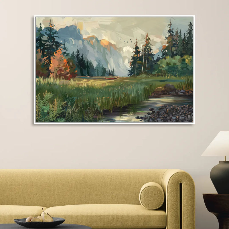 Eugene Pacific Northwest Style Living Room - White Canvas Wall Art