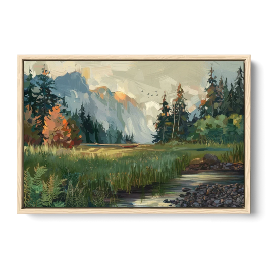 Eugene Pacific Northwest Style - Oak Framed Canvas Wall Art - Front