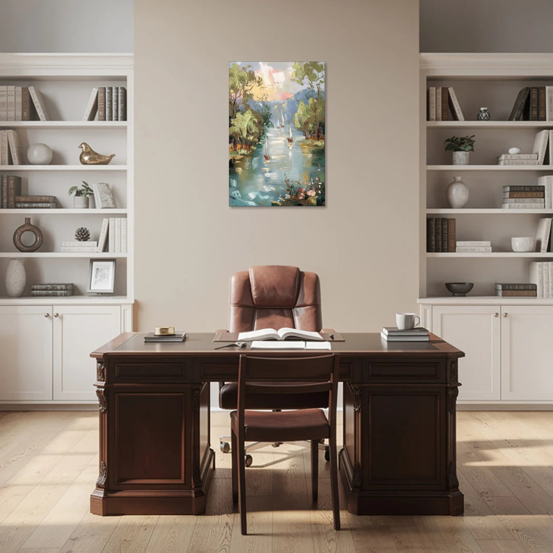 Eugene Riverfront Views - Canvas Wall Art - Office - 24x36