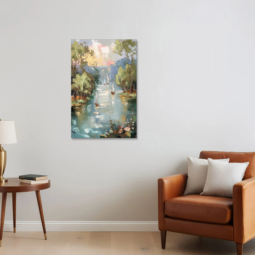Eugene Riverfront Views - Canvas Wall Art - Sofa - 24x36